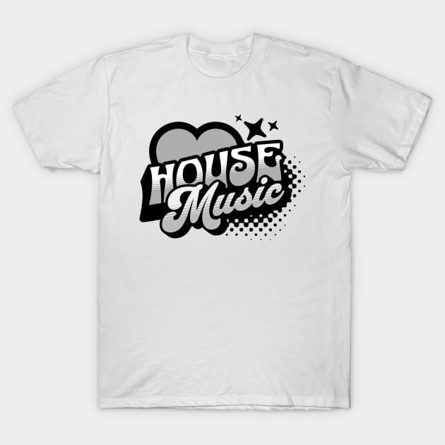 HOUSE MUSIC  - Y2K Retro Heart (Grey) T-Shirt by DISCOTHREADZ 